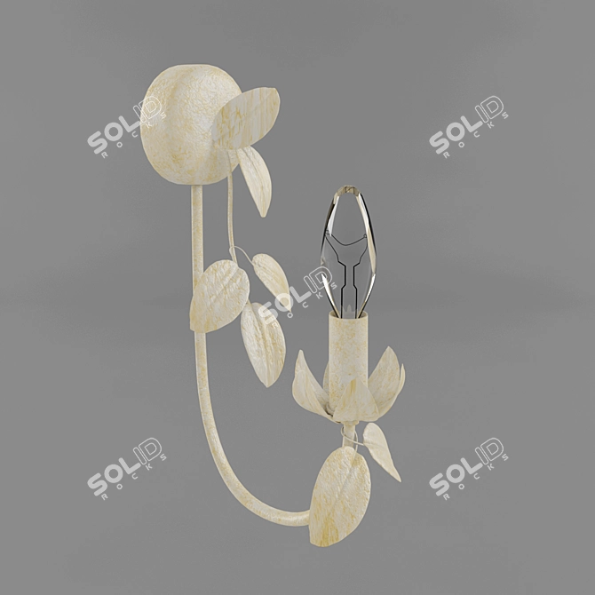 Elegant Ivory Floral Wall Sconce 3D model image 2