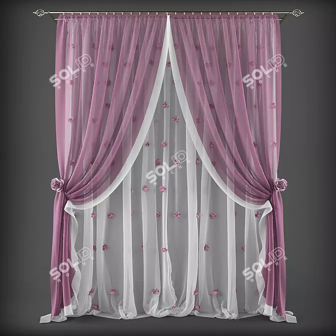 Elegant Window Curtains - Shtory212 3D model image 1