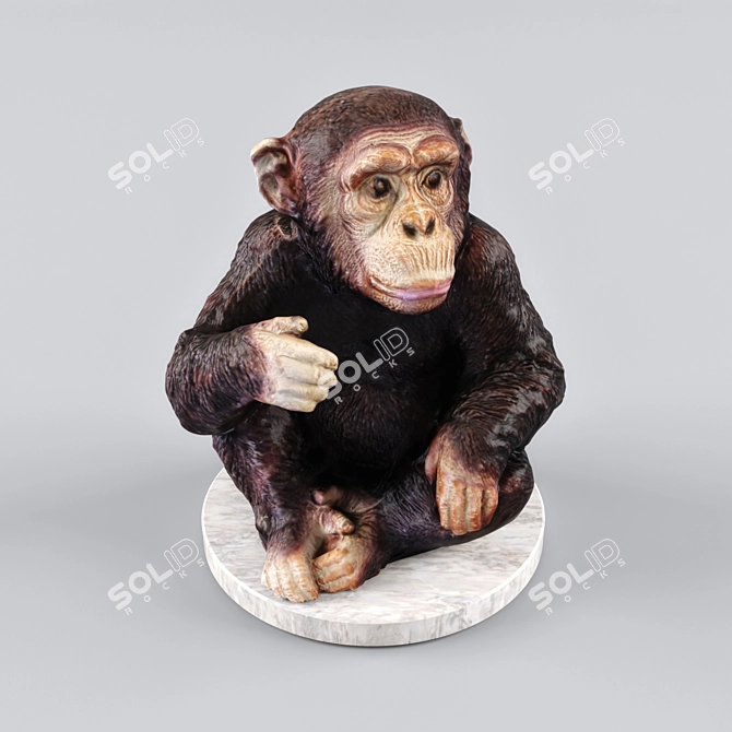 Handcrafted Chimpanzee Decor Figurine 3D model image 1