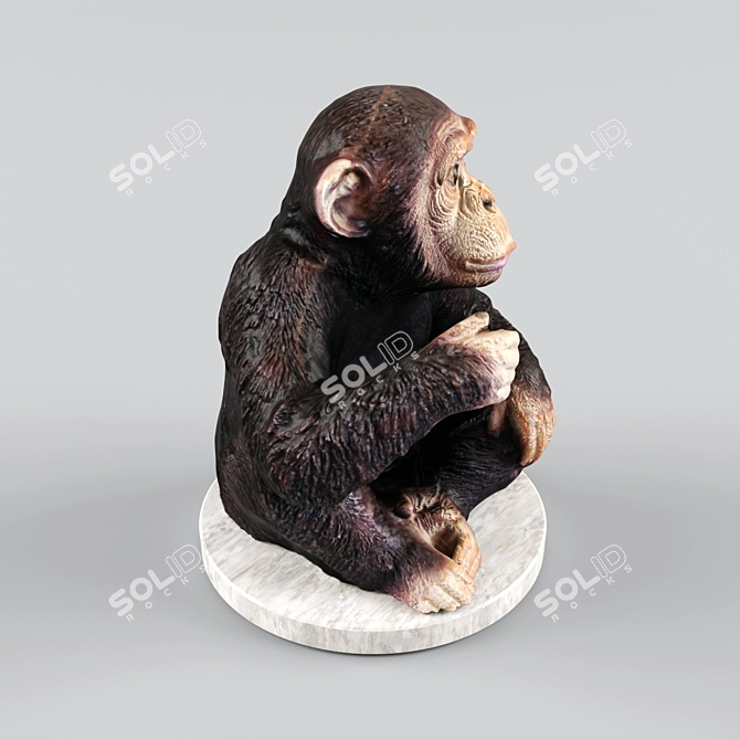 Handcrafted Chimpanzee Decor Figurine 3D model image 2