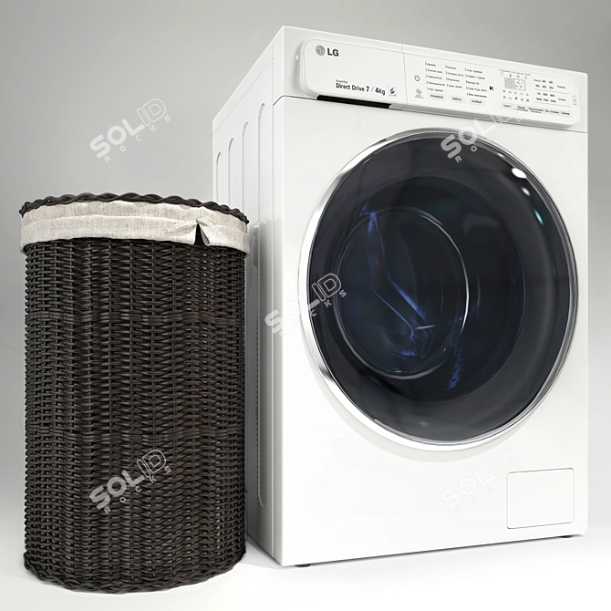 LG Washing Machine, Laundry Basket 3D model image 1