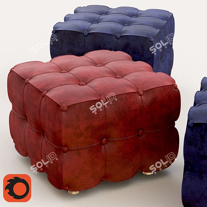 Leather Carved Pouf 3D model image 1