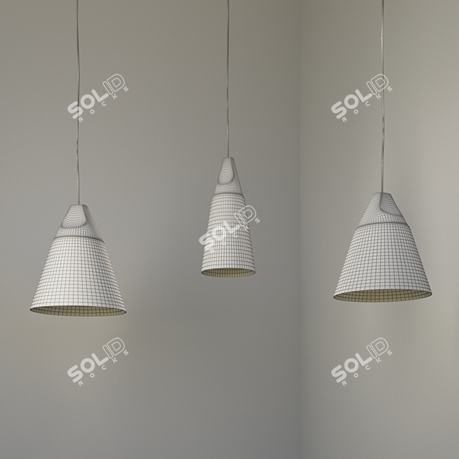 Industrial Loft Pendant Lamp Set 3D model image 2