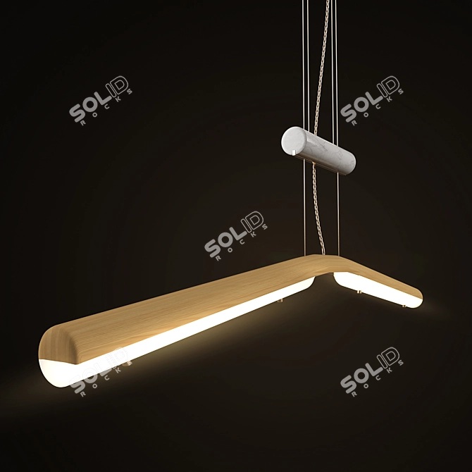 Marble & Brass Counterweight Pendant 3D model image 3