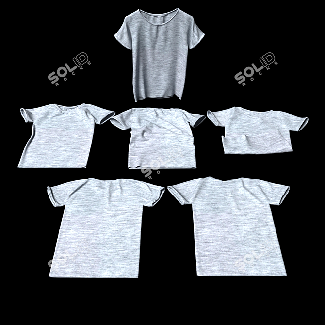 Assorted Tees Set: 5 Different Styles 3D model image 1