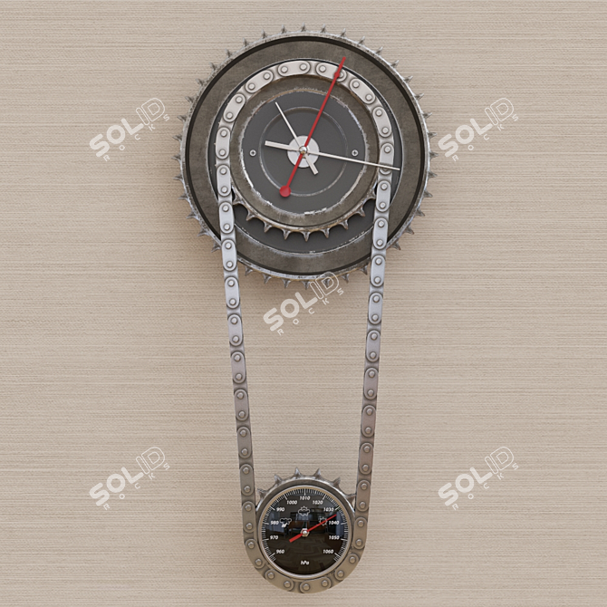 Vintage Gear Wall Clock 3D model image 2