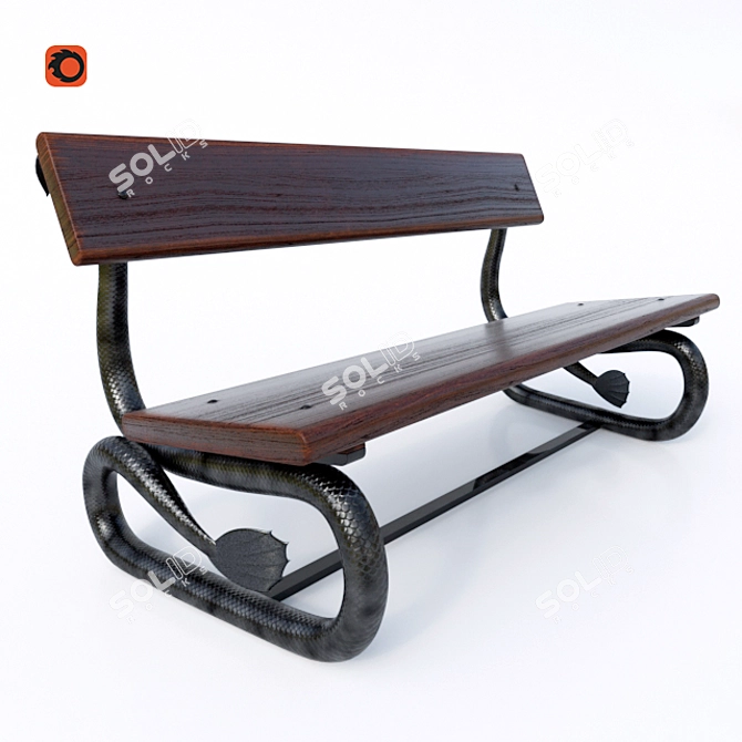Dragon Bench: Unique Outdoor Seating 3D model image 1