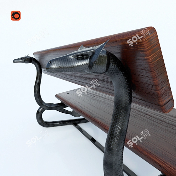 Dragon Bench: Unique Outdoor Seating 3D model image 2