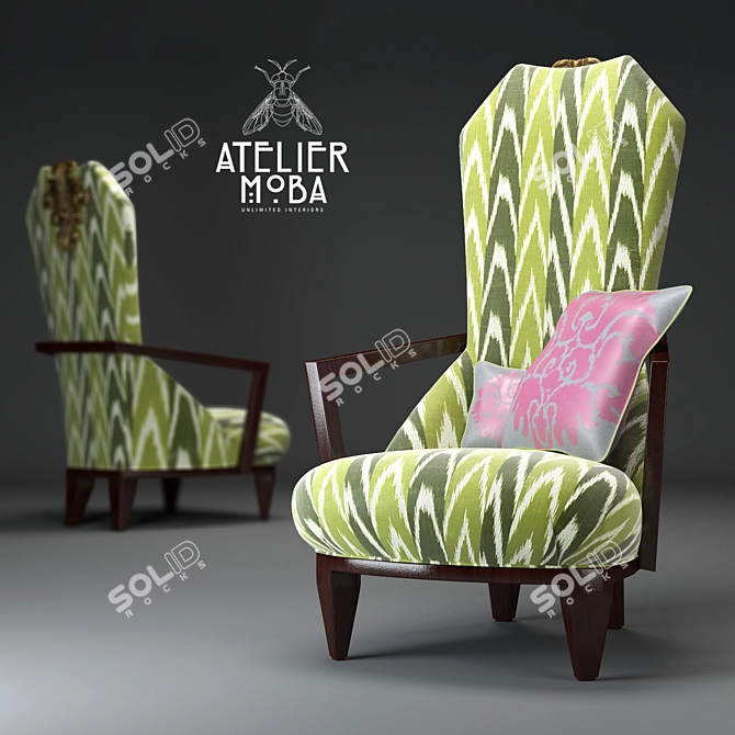 Italian Atelier Moba Ziggy Accent Chair 3D model image 1