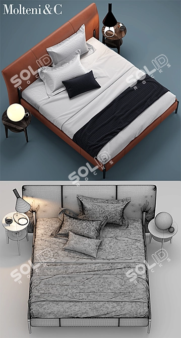 Luxury Italian Design Bed: Molteni 3D model image 3