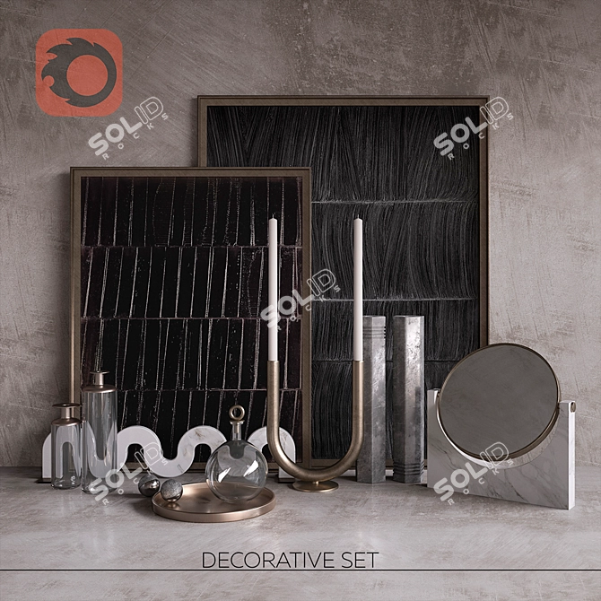 Elegant Marble and Glass Decor Set 3D model image 1