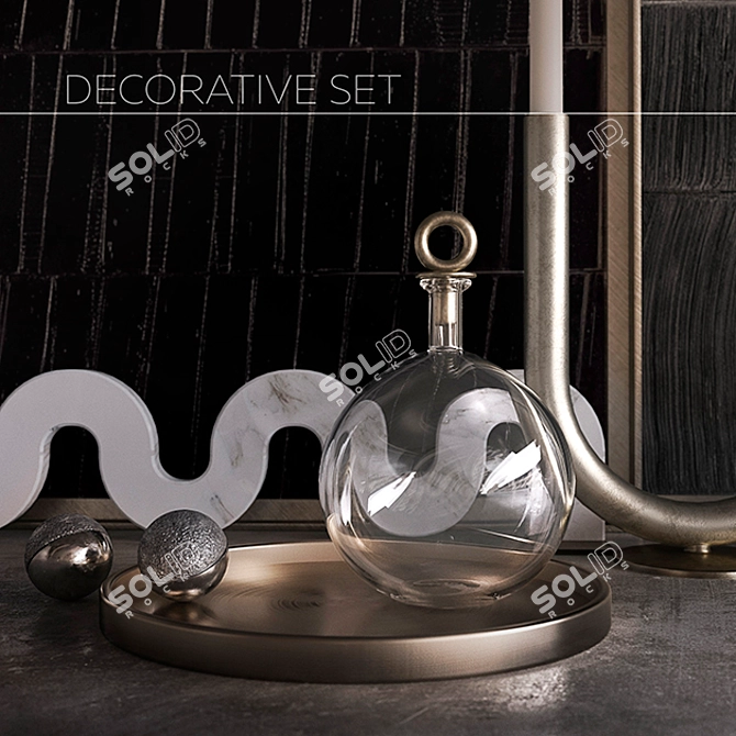 Elegant Marble and Glass Decor Set 3D model image 2