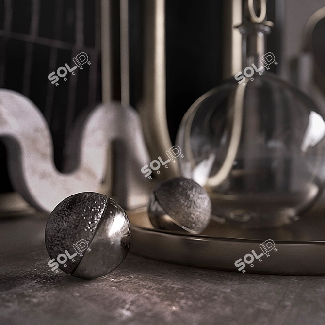 Elegant Marble and Glass Decor Set 3D model image 3