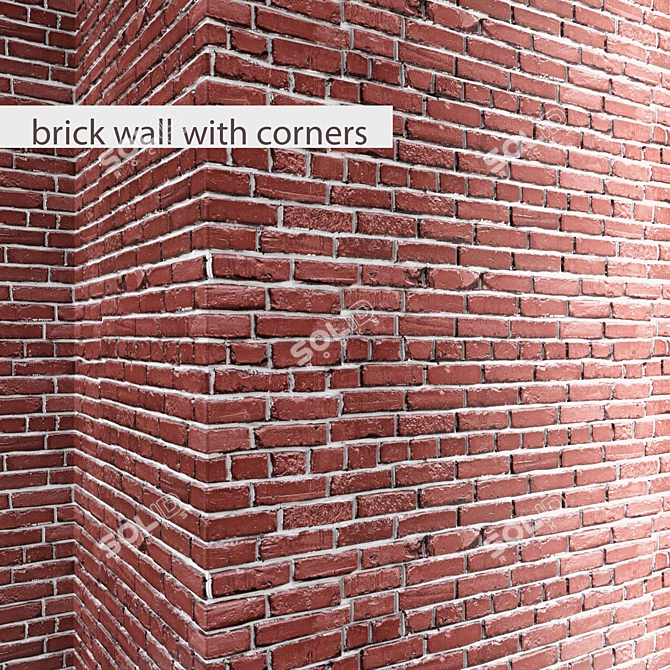 Tiled Brick Wall with Corners 3D model image 1