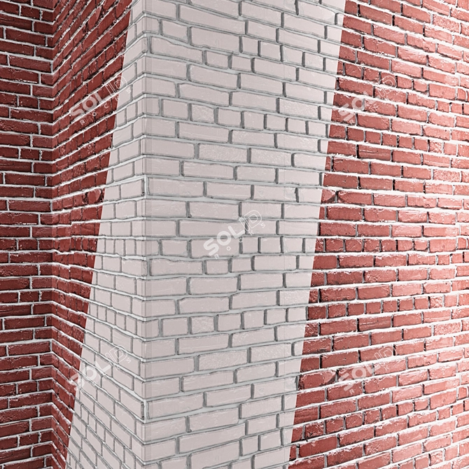 Tiled Brick Wall with Corners 3D model image 2