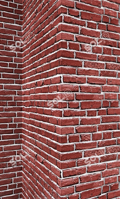 Tiled Brick Wall with Corners 3D model image 3