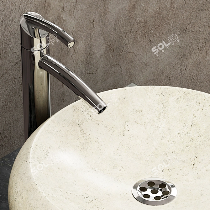 Sleek Stone Sink 3D model image 2