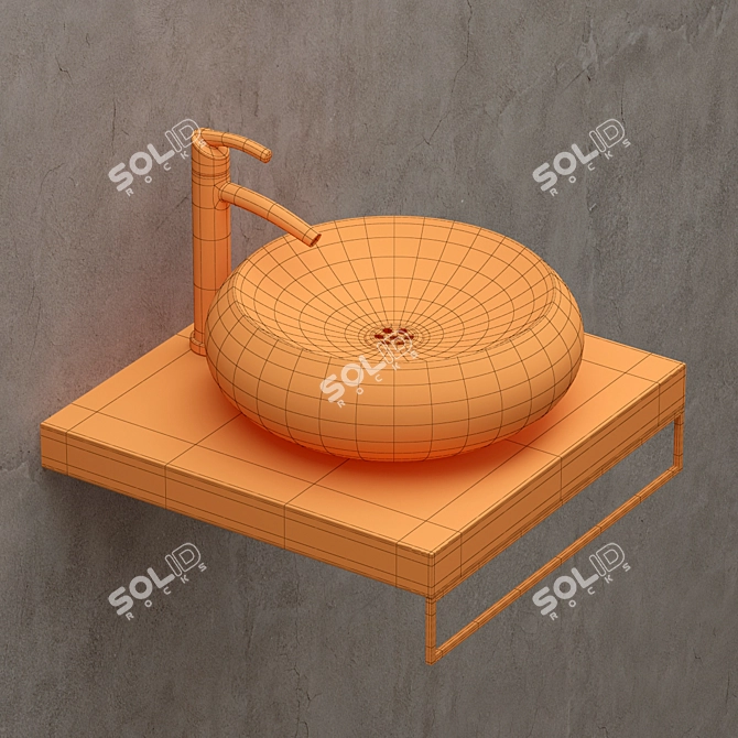 Sleek Stone Sink 3D model image 3