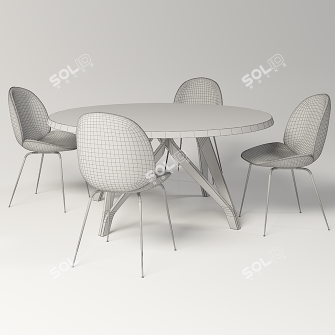 Elegant Beetle Dining Chair & Wow Table 3D model image 2