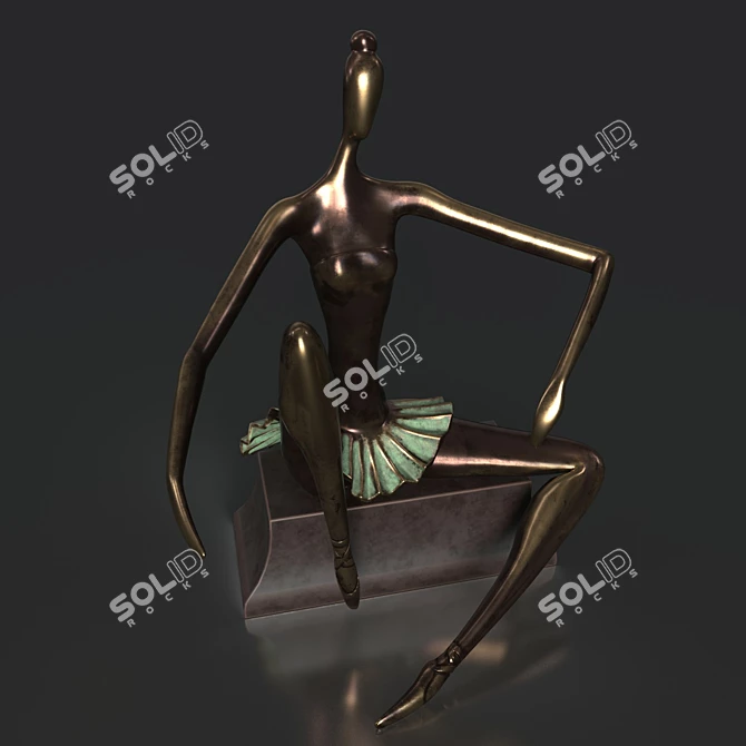 Title: Ballet's New Pointe Bronze Statue 3D model image 1