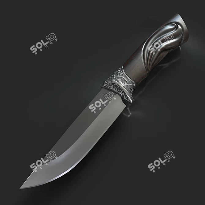 Engraved Hunting Knife 3D model image 1