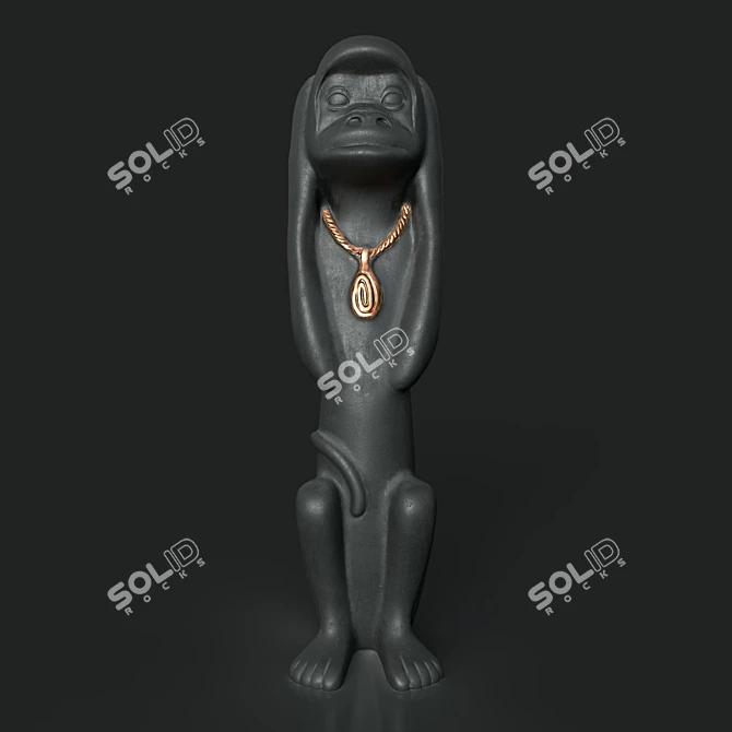 Playful Primate Sculpture 3D model image 1