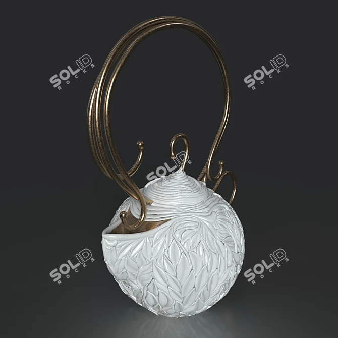 Bronze Base Decorative Teapot 3D model image 2