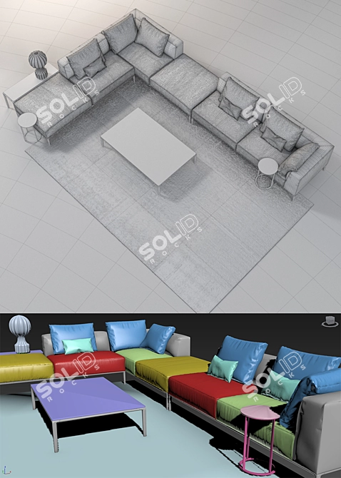 Contemporary Chic: B&B Italia Michel Effe Sofa 3D model image 3