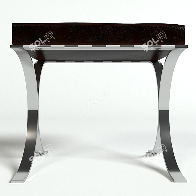 Elegant Leather Stool 3D model image 2