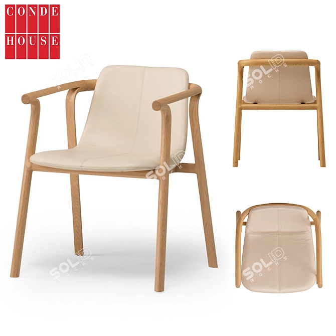 Elegant SPLINTER Armchair in Japanese Oak 3D model image 1