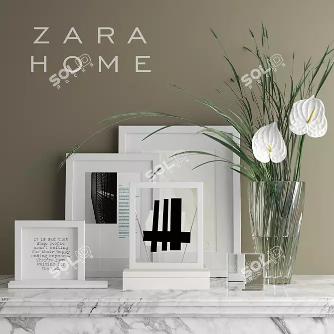 Elegant Zara Home Decor Set 3D model image 1