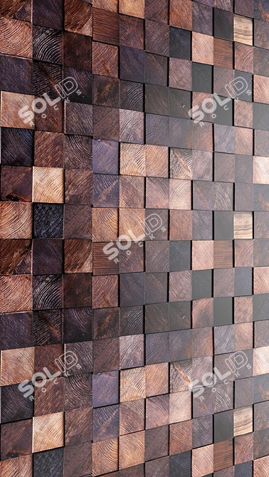 Wooden Mosaic Art Wall 3D model image 3