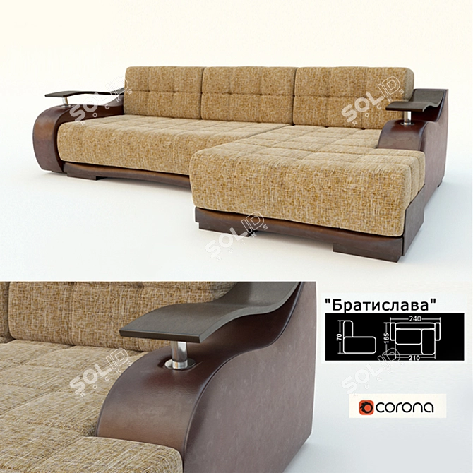 Luxury Corner Sofa Bed Bratislava 3D model image 1