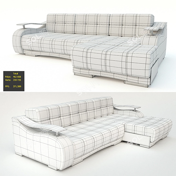 Luxury Corner Sofa Bed Bratislava 3D model image 2