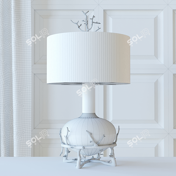 Sturdy Brass Twig Table Lamp 3D model image 2