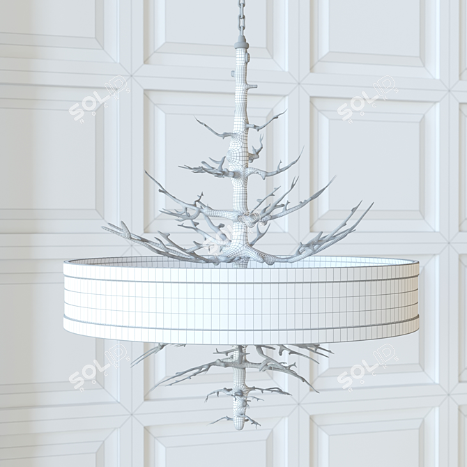 Gold Leaf Chandelier - 4 Light Modern Pendant 3D model image 2