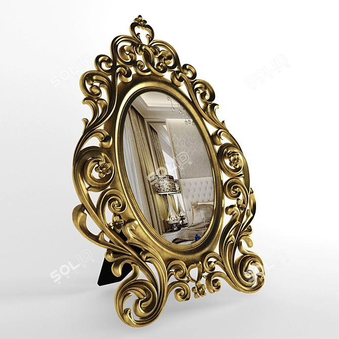 Art Nouveau Oval Mirror 3D model image 1