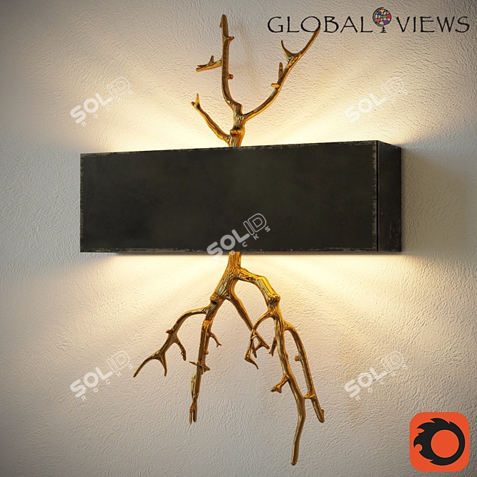 Golden Twig Wall Sconce: Vintage Elegance 3D model image 1