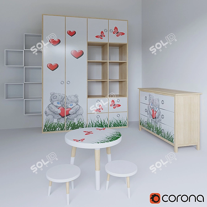 Adorable Kids Room Furniture 3D model image 1