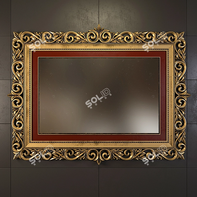 Vintage Carved Frame Mirror 3D model image 1