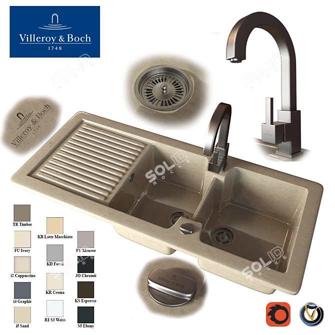 Condor Ceramic Kitchen Sink 3D model image 1