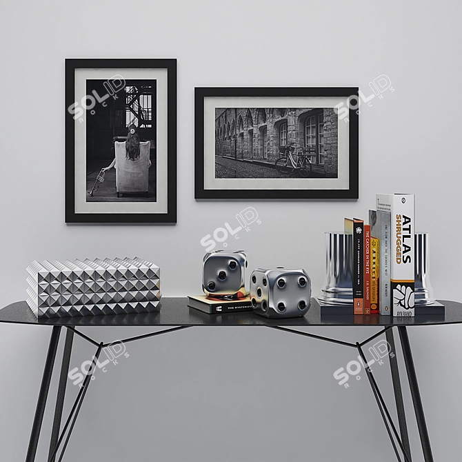 Elegant Home Decor Set with Console, Dice, Box, Bookends & More 3D model image 1