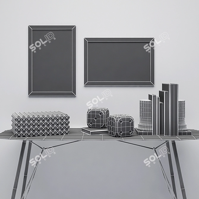 Elegant Home Decor Set with Console, Dice, Box, Bookends & More 3D model image 3