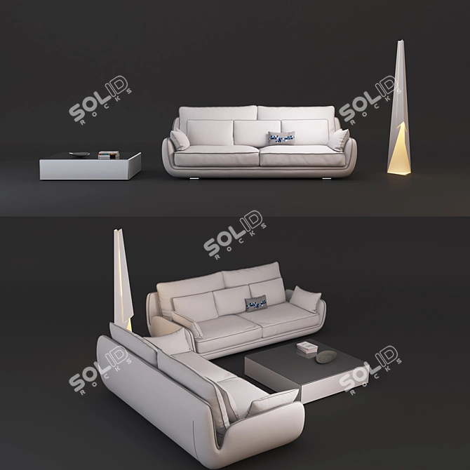 Modern 3-Seater Sofa Set: APPROCHE 3D model image 2