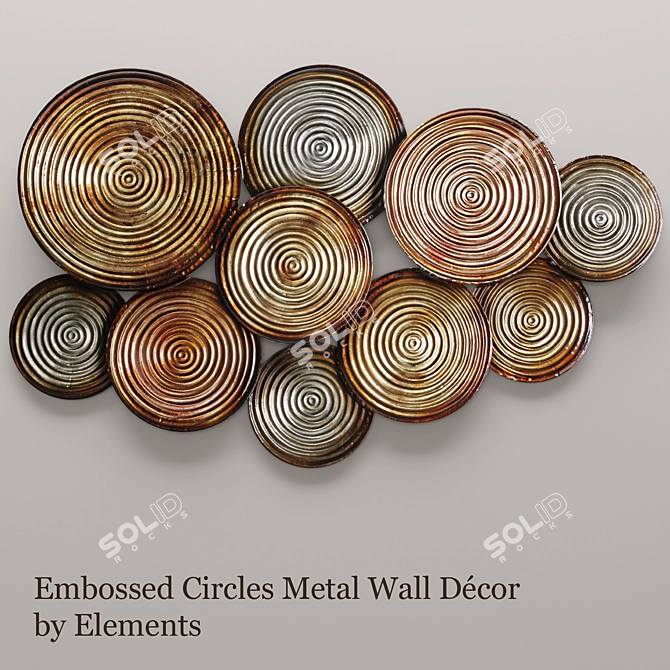 Embossed Circles Metal Wall Art 3D model image 1