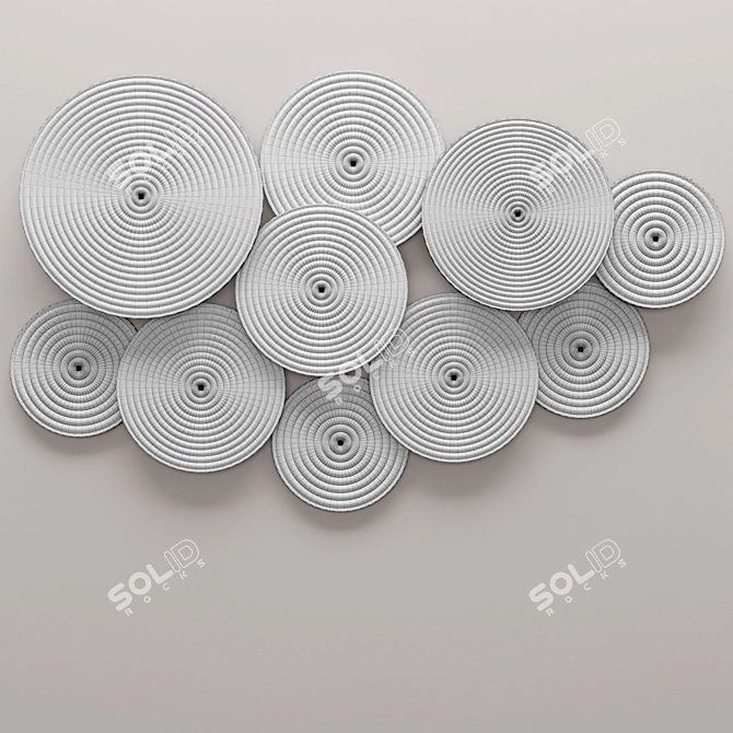 Embossed Circles Metal Wall Art 3D model image 3