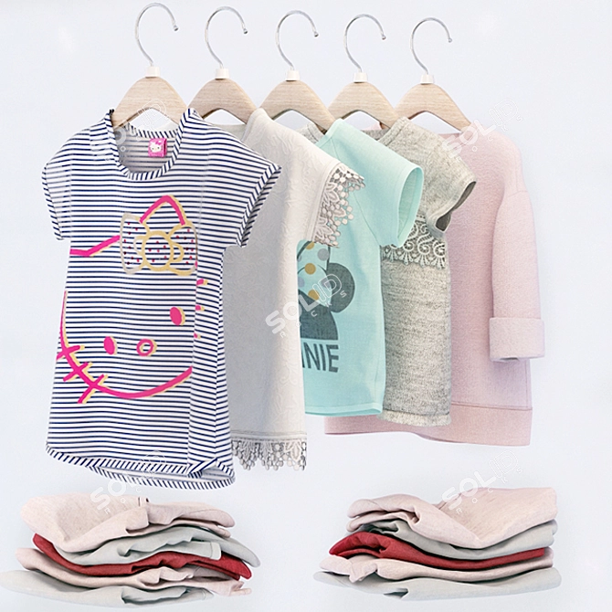 Bundle of Joy: 5 Adorable Baby Shirts & Tops 3D model image 1