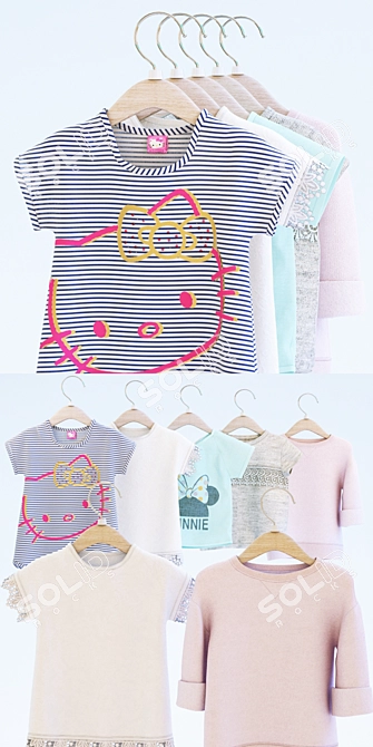 Bundle of Joy: 5 Adorable Baby Shirts & Tops 3D model image 2