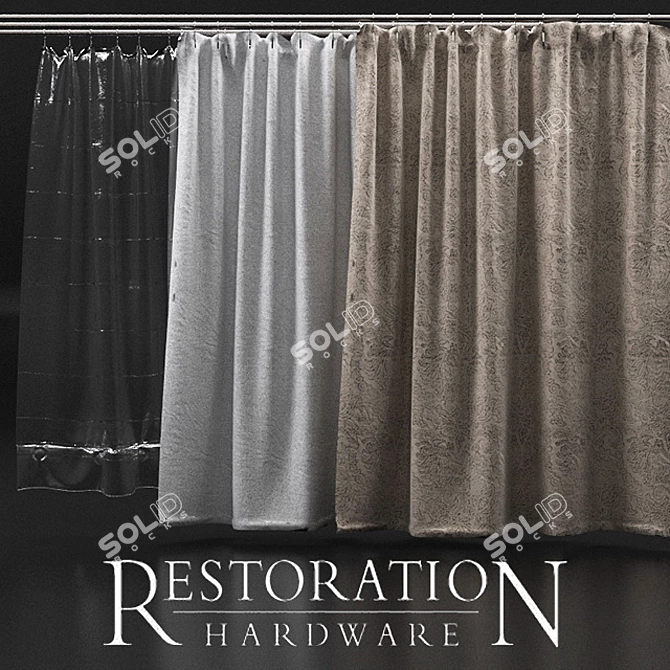 Title: Restoration Hardware Shower Curtains 3D model image 1