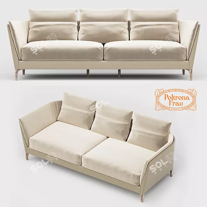 Luxury Leather Sofa: Poltrona Frau "Bretagne 3D model image 1